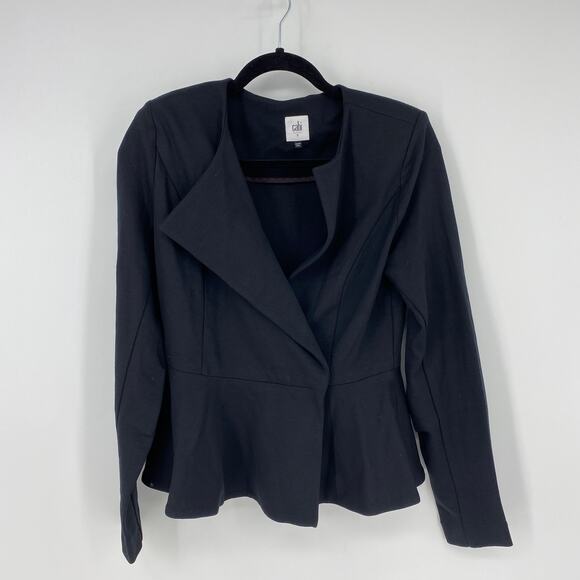 Cabi Women's Size 2 Agency Blazer Jacket Peplum Wide Lapel Stretch Black - Picture 2 of 6
